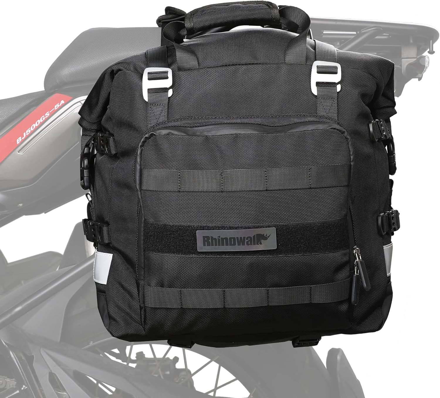 Rhinowalk 防水オートバイサドルバッグ 荷物バッグ 20L クイックリリース アドベンチャー&スポーツバイク用 ブラック 1パック