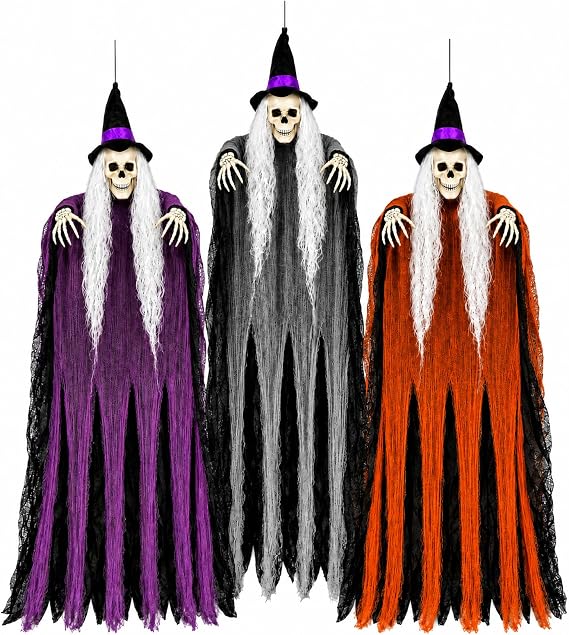 3 Pack Hanging Skeleton Halloween, Halloween Decorations Outdoor