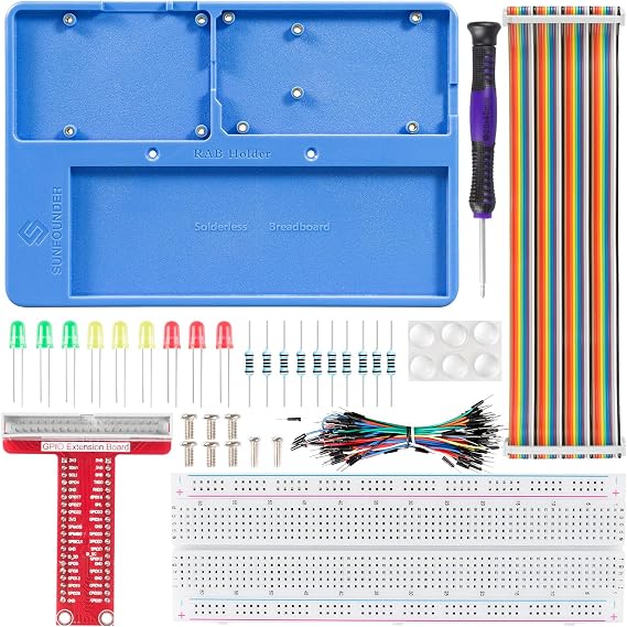 SunFounder RAB Holder Breadboard Kit for Raspberry Pi, Compatible with Arduino Uno R4 Minima/WiFi/Uno R3/Mega R3, Raspberry Pi 5 4B 3B+ 3B 2 Model B, 400 830 Points Breadboard