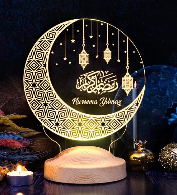 Dini Hediye Hilal & Kandil Tasarımlı Hediyelik Gece LambasıLed Lamba, Kandilli Ramazan Hediyeleri
