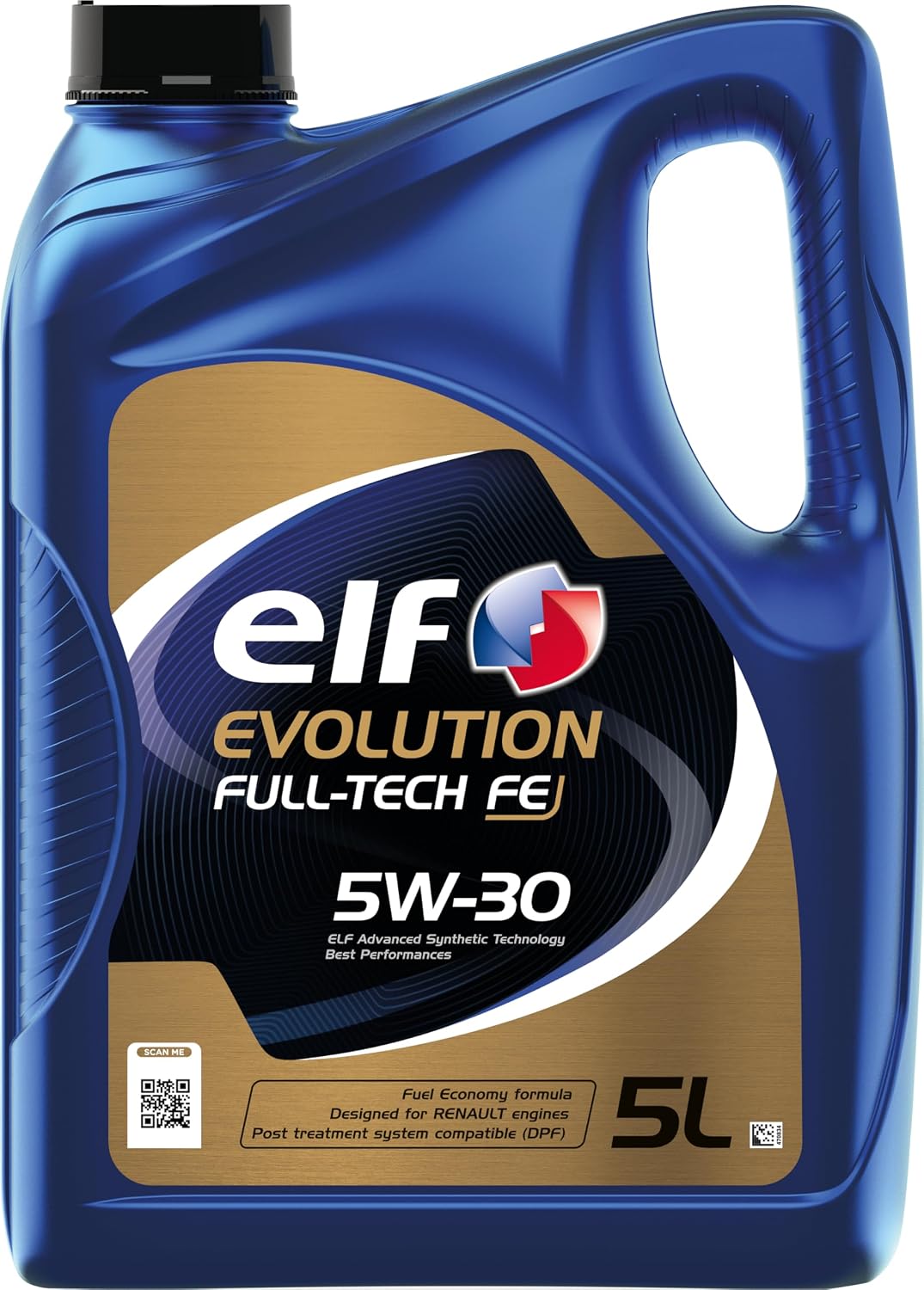 ELF Evolution Full-Tech FE 5W30 Engine Oil - ACEA C4, C3 - Approved by MB-226.51/229.51, RENAULT RN0720 - Low SAPS Fuel Economy Formula Synthetic High Performance Motor Oil Lubricant - 5L