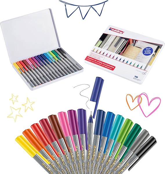 edding 55 Fineliner Pack of 16 - Assorted