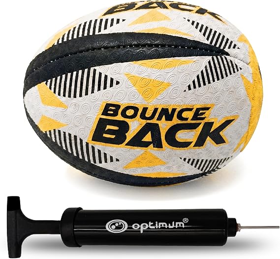Optimum Bounce Back Rugby Ball with Ball Pump for Solo Training