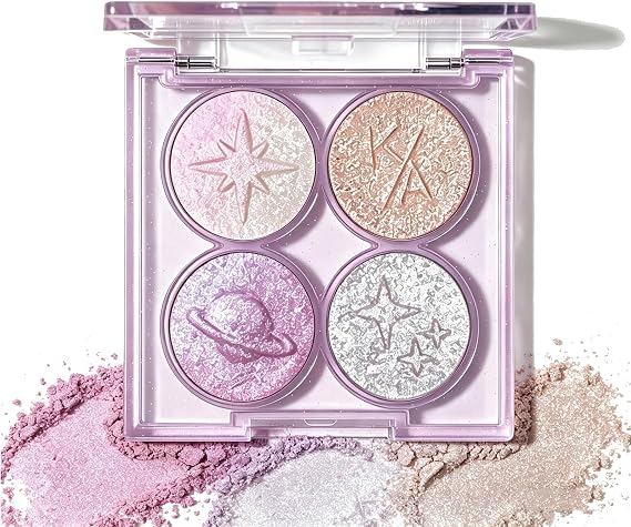 Holographic Glitter Eyeshadow Palette, Chameleon Colour Shifting Diamond Shimmer Eyeshadow, Highly Pigmented Sparkly Face Highlighter for Shiny Makeup