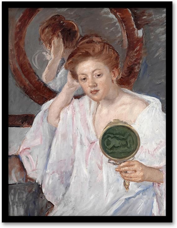 Artery8 Denise at Her Dressing Table Wall Art Print Framed Poster 12x16 inch Artwork By Cassatt : Refined Dressing Scene Artwork Offering Sophistication And Elegance To Bedroom Décor