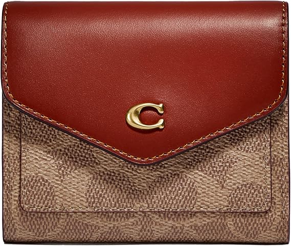 Coach Color-Block Coated Canvas Signature Wyn Small Wallet, B4/Tan Rust, One Size, Color-Block Coated Canvas Signature Wyn Small Wallet