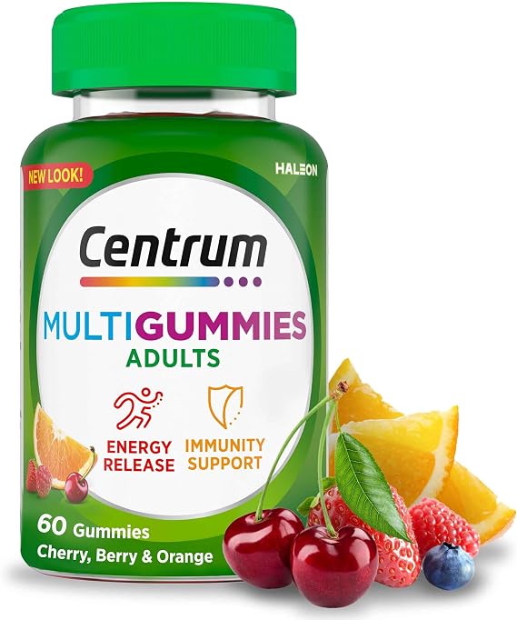 Centrum MultiGummies Adult Gummy Multivitamins, Cherry Berry Orange, 60 ct