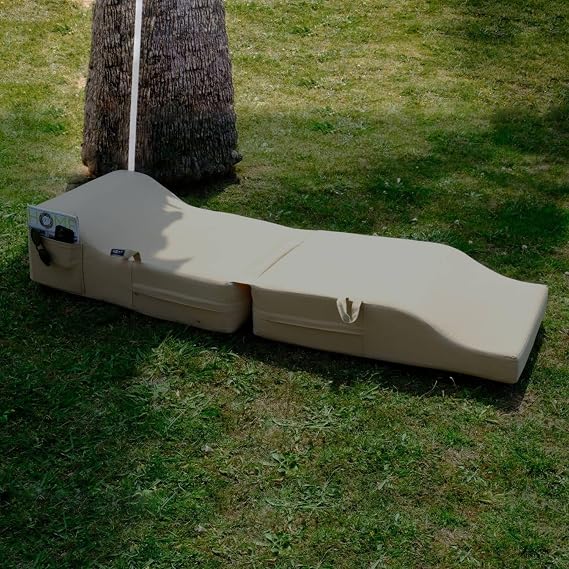 XPERMATE Katlanır Şezlong Minder Ve Puf Seti Su Itici Ve Uv Korumalı Kumaş Sunbed ultımatecomfort (Bej)