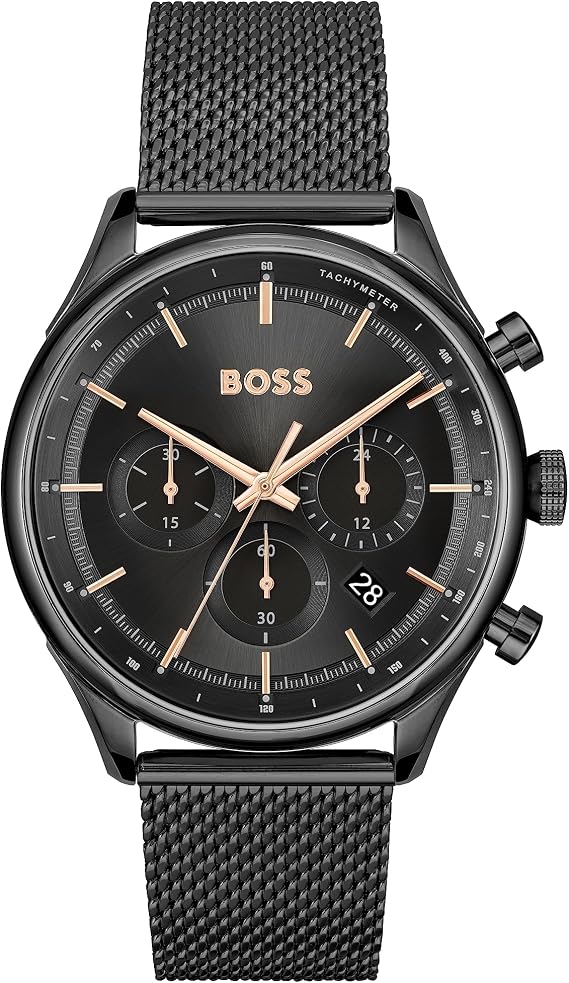 BOSS Chronograph Quarz Uhr für Herren Kollektion Gregor mit Edelstahl- oder Lederarmband
