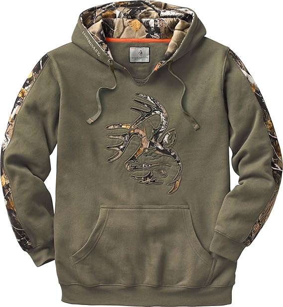 Legendary Whitetails Men's Camo Hoodie Pullover Sweatshirt Midweight V-neck Design Hooded Sweatshirt