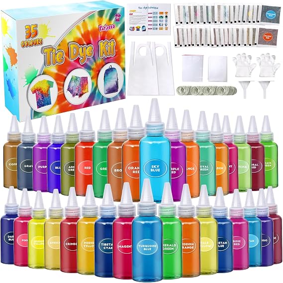 PATIFEED Tie Dye Set for Children 35 Colours Tie Dye Set