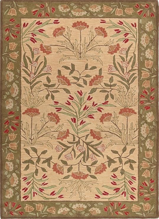 Handmade Floral Adeline Beige/Blue Tulips Traditional Crafted Wool Area Rug for Living Room Bedroom and Kitchen (Multi Color, 5' x 7')