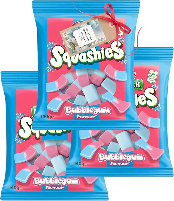 Chewy Sweets Bundle With Bubble Gum Flavoured Squashies Drumstick (3 Pack) - By Oerich Gift