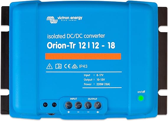 Victron Energy Orion-Tr IP43 12/12-Volt 18 amp 220-Watt DC-DC Converter, Isolated