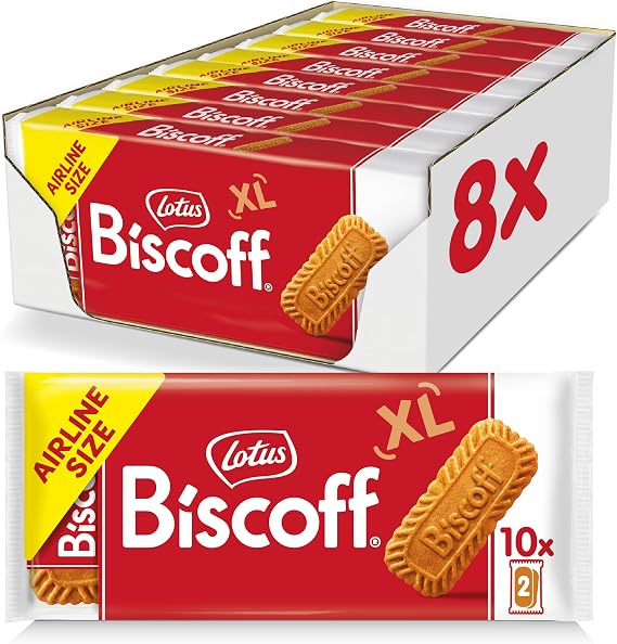 Lotus Biscoff Cookies, Caramelized Biscuit Cookies, 160 Cookies (8 Sleeves of 10 XL Size Two-Packs) Vegan, 8.8 Ounce (Pack of 8)