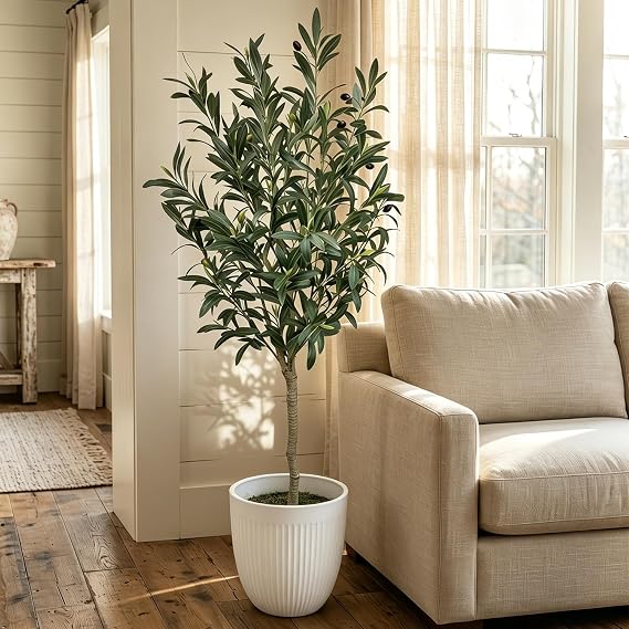 Artificial Olive Tree 7FT/210cm Fake Tree Large Likelife Tree (1 Pack)