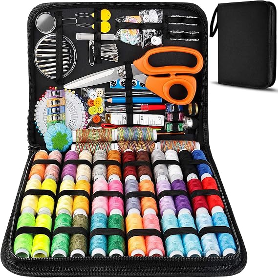 MARQUEEN Professional Sewing Kit, 200 Supplies Including Tailoring Scissors, 41 XL Spools and 30 Needles