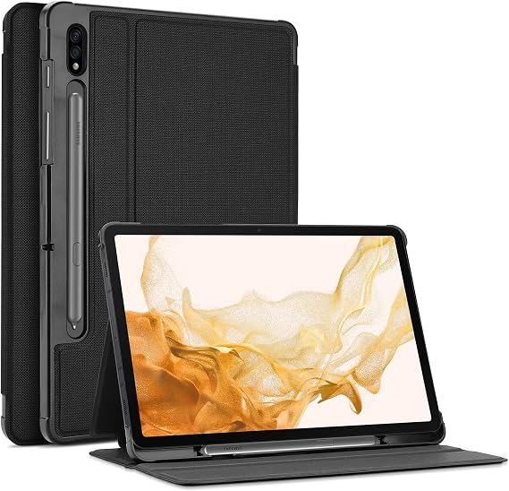 ProCase Case for Samsung Galaxy Tab S8 Plus 2022/ Tab S7 Fe 2021/ Tab S7 Plus 2020 with Pen Holder, Lightweight Slim Protective Cover Business Folio Multi-Angle Viewing -Black