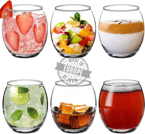 CRYSTALIA Luxury Never Spill Tumblers Glass Set of 6 405ml 100% LEAD & CADMIUM FREE Water Glasses Set of 6, Whiskey Glasses, Drinking Glass Tumblers, Short Tumblers, Whiskey Tumblers Dessert Glasses