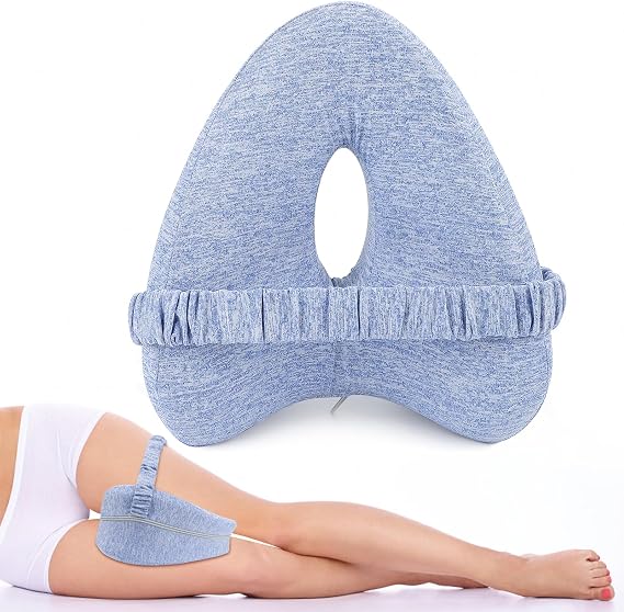 Knee Pillow for Side Sleepers, Orthopedic Leg Pillow, Ergonomic Pillow with Belt, Side Sleeper Pillow Memory Foam Pregnancy Pillow for Leg Support