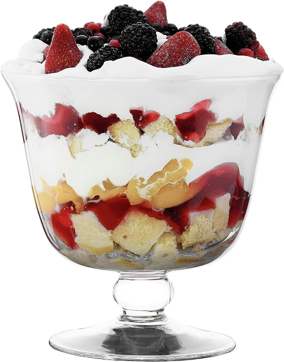 SOLAVIA Clear Glass Large Glass Footed Entertain Dessert Bowl 20 x 20cm ULA Trifle Bowl, 3.5 L Serving Bowl