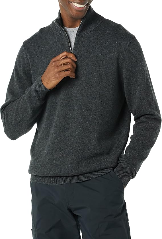 Amazon Essentials Men's 100% Cotton Quarter Zip Pullover