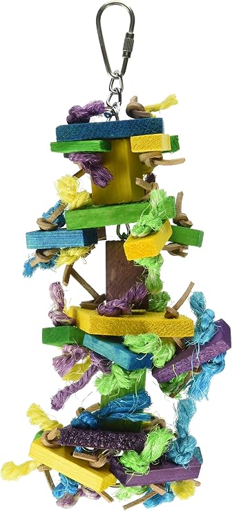 Featherland Paradise Knots N Blocks kuş oyuncağı, kuş oyuncakları, papağanlar, kakadular, papağanlar, çok büyük kuşlar ve büyük gagalar için