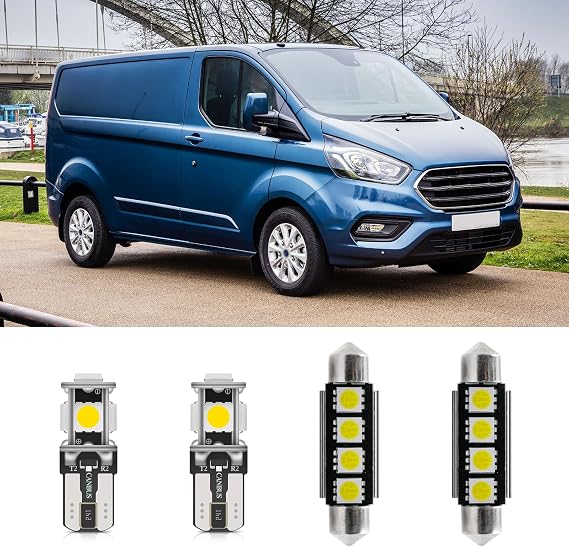 8pcs White LED Interior Light Kit for 2012-2023 F.ord Transit Custom Panel Van Super Bright 6000K Map Dome Light Rear Load Area Lamps and Install Tool