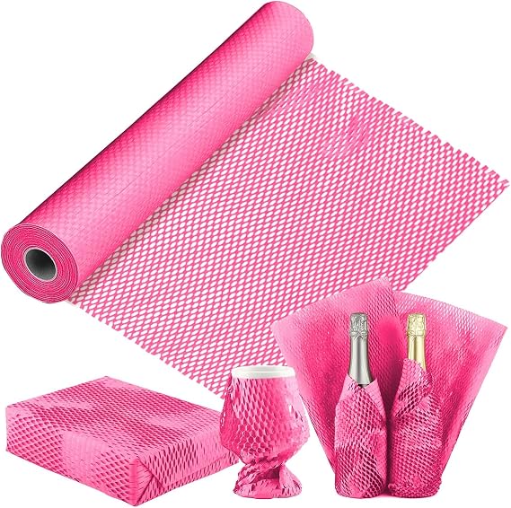 Paper Bubble Wrap Cushioning Roll, Packing Paper for Moving House, Shipping and Gift Wrapping - Sustainable Packaging Materials for Moving Boxes and Fragile Gift Bubble Wrap Alternative Pink 30cmx30M