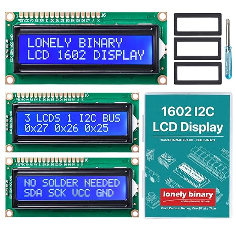 Lonely Binary 3パック 1602 LCDディスプレイモジュール I2C内蔵 16x2 ブルー