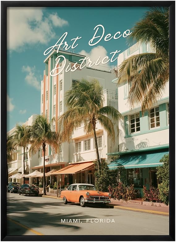 Wallbuddy Art Deco District Wall Art Print | Mia (40 x 50 cm, Black Framed)