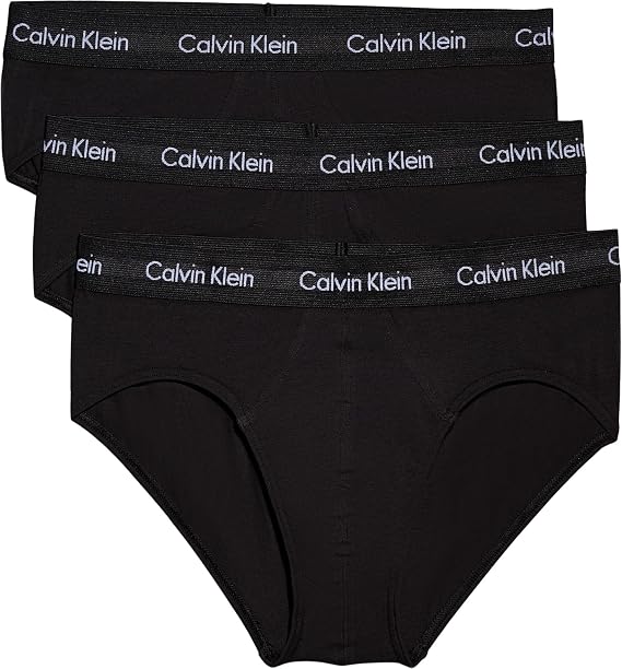 Calvin Klein Cotton Stretch 3 Pack Brief, Black with Red/Green/Navy