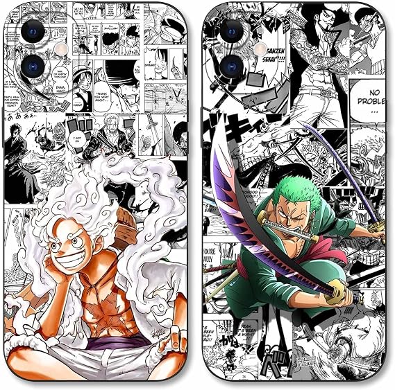 2 Pack Manga Phone Case For Samsung Galaxy A17 4G/5G 6.7 inch, Anime Luffy Gear 5 Nika Zoro Cartoon Pattern Shockproof Soft Aesthetics Design Full lens Protection Cover for Children Boy Girl