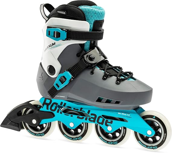 Rollerblade Maxxum XT レディース 大人用 アーバン インラインスケート 無煙炭とアクア パフォーマンスインラインスケート