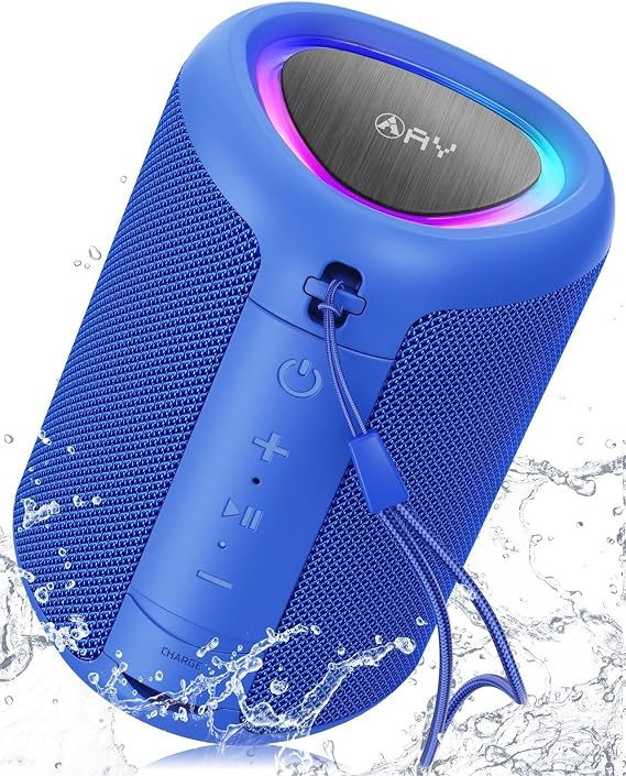 AY Portable Bluetooth Speaker with Lights, Powerful Crystal Clear Sound, IPX5 Waterproof, All Day Playtime, AUX&TF-Card Input, Bluetooth 5.3, TWS Paring, Small Wireless Speaker for Outdoor, Gift Ideas