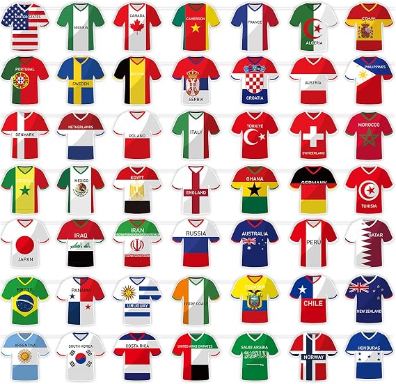 World Cup Football 2026 Flags Bunting with 49 Participating Teams Flags, 33ft/10m, Jersey Bunting for World Cup Decorations, for Restaurant Bar Club Garden Decor (1 Pack)