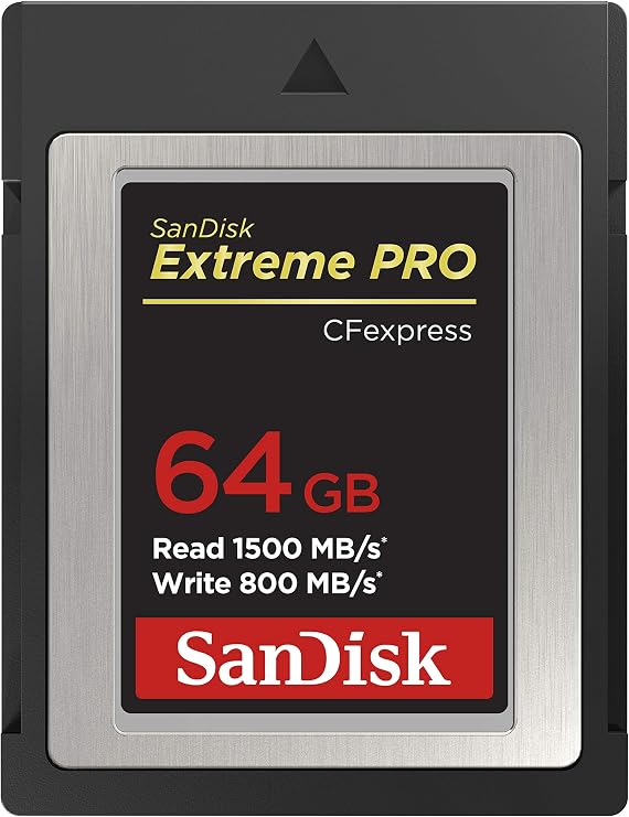 SanDisk Extreme PRO CFexpress memory card type B 64 GB (read speeds up to 1500 MB / s, for RAW 4K video, XQD compatibility, RescuePro Deluxe recovery software)