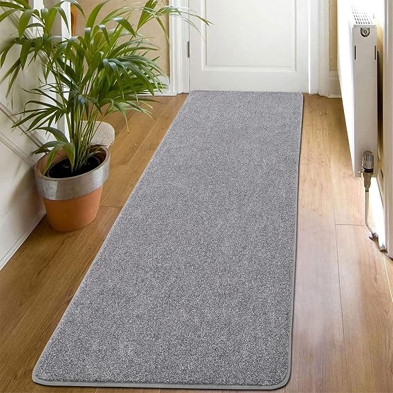 SHACOS Rug Runner 50 x 150 cm Runner Hallway Non-Slip Carpet Runner Soft Kitchen Rug Washable Hallway Runner Modern Rug Hallway Runner for Kitchen Entrance Living Room Grey