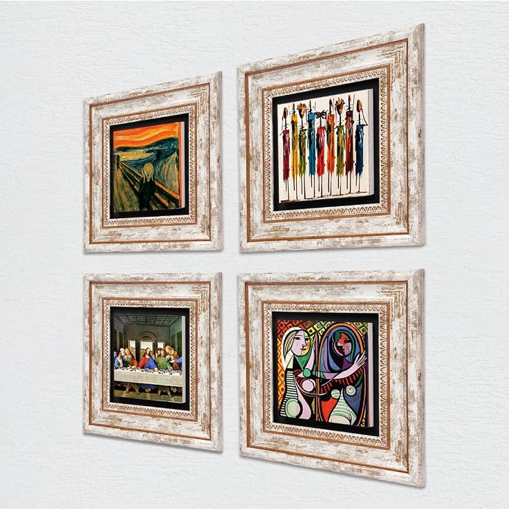Pinecone Stone Picasso, Leonardo da Vinci, Çığlık, Yerli Kadınlar Taş Duvar Tablosu - Çerçeveli Taş Tablo - Dekoratif Duvar Sanatı - Modern Ev ve Ofis Duvar Dekoru T4-1761