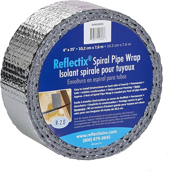 Reflectix SPW0402512 4-Inch by 25-Feet Spiral Pipe Wrap