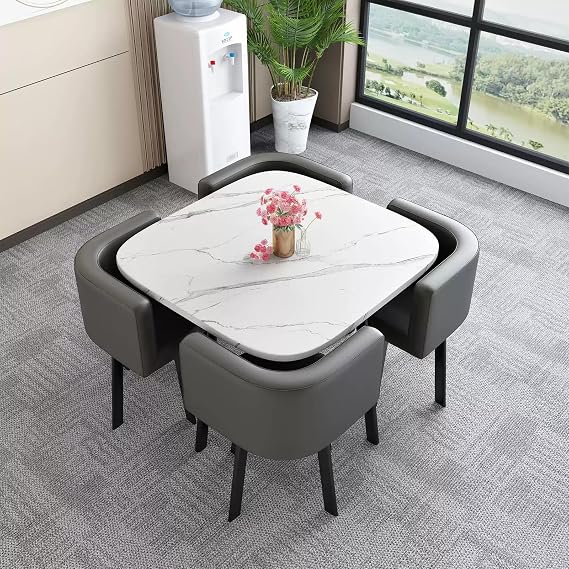 Dining Table Set For 4,dining Room Table Square,Office Reception Room Table,Table And Chair Set,Business Conference Room Table,Small Conference Room Tables,Office Meeting Room Table(Gray)