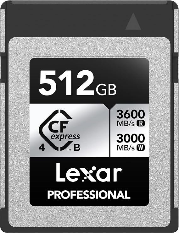 Lexar 512GB CFexpress Type B Silver 4.0 Card, 3600/3000 MB/s, 8K Video