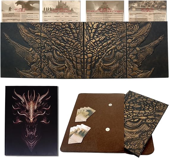 DND DM Screen 5e,Dungeon Master Screen for Dungeons & Dragons Gifts,4 Embossed Panels Total Width 37"