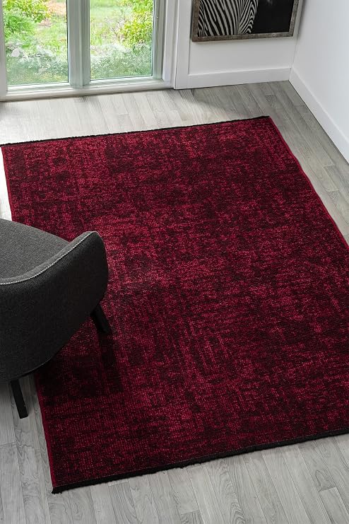 Antik Bordo Halı Yıkanabilir Kaymaz Taban Şönil Kilim Dokuma Pamuk Taban Kilim 10115A Bordo 80 x 150