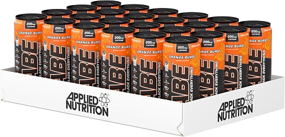 Applied Nutrition ABE Pre Workout Cans - All Black Everything Energy + Performance Drink, ABE Carbonated Beverage Sugar Free with Caffeine (Pack of 24 Cans x 330ml) (Orange Burst)