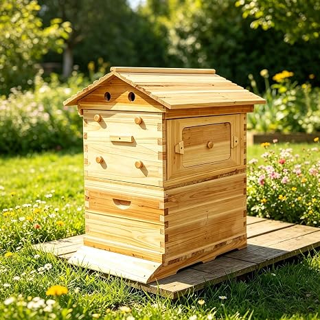 Self-Flowing Beehive, 7-Frame Cedar Hive With Honey Flow System
