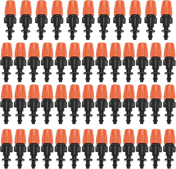 Adjustable Misting Nozzles 50 Pack, for 4mm 7mm Tubing Garden Irrigation