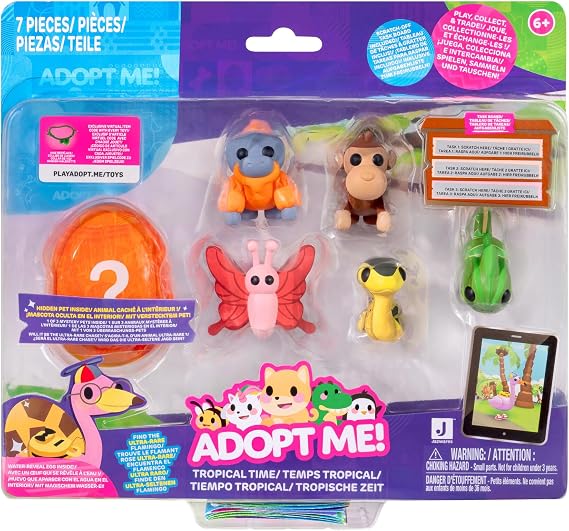 Adopt Me! Pet Multipack Tropical Time - Hidden Pets - Top Online Games - Exclusive Virtual Item Code Included - Fun Collectible Toy for Kids Featuring Your Favorite Pets, Ages 6+