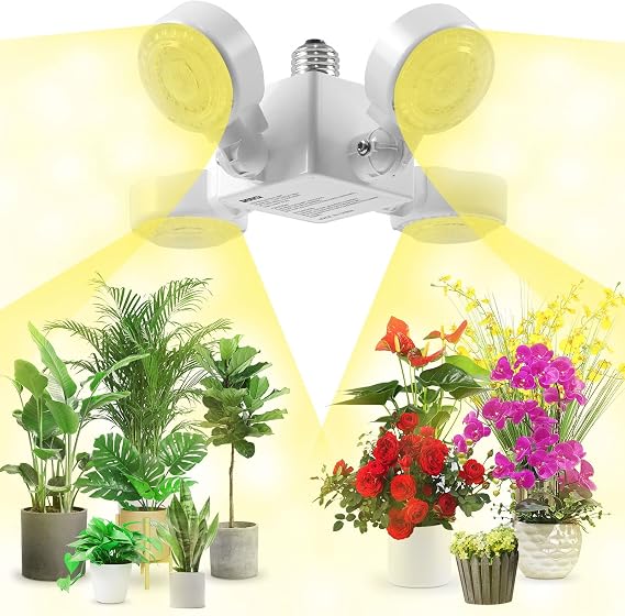 SANSI 30W Grow Light for Indoor Plants 4 Adjustable Panels, Full Spectrum [Energy Class A]