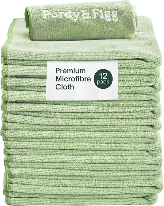 Purdy & Figg Microfibre Cleaning Cloths | Streak-Free | Pack of 12